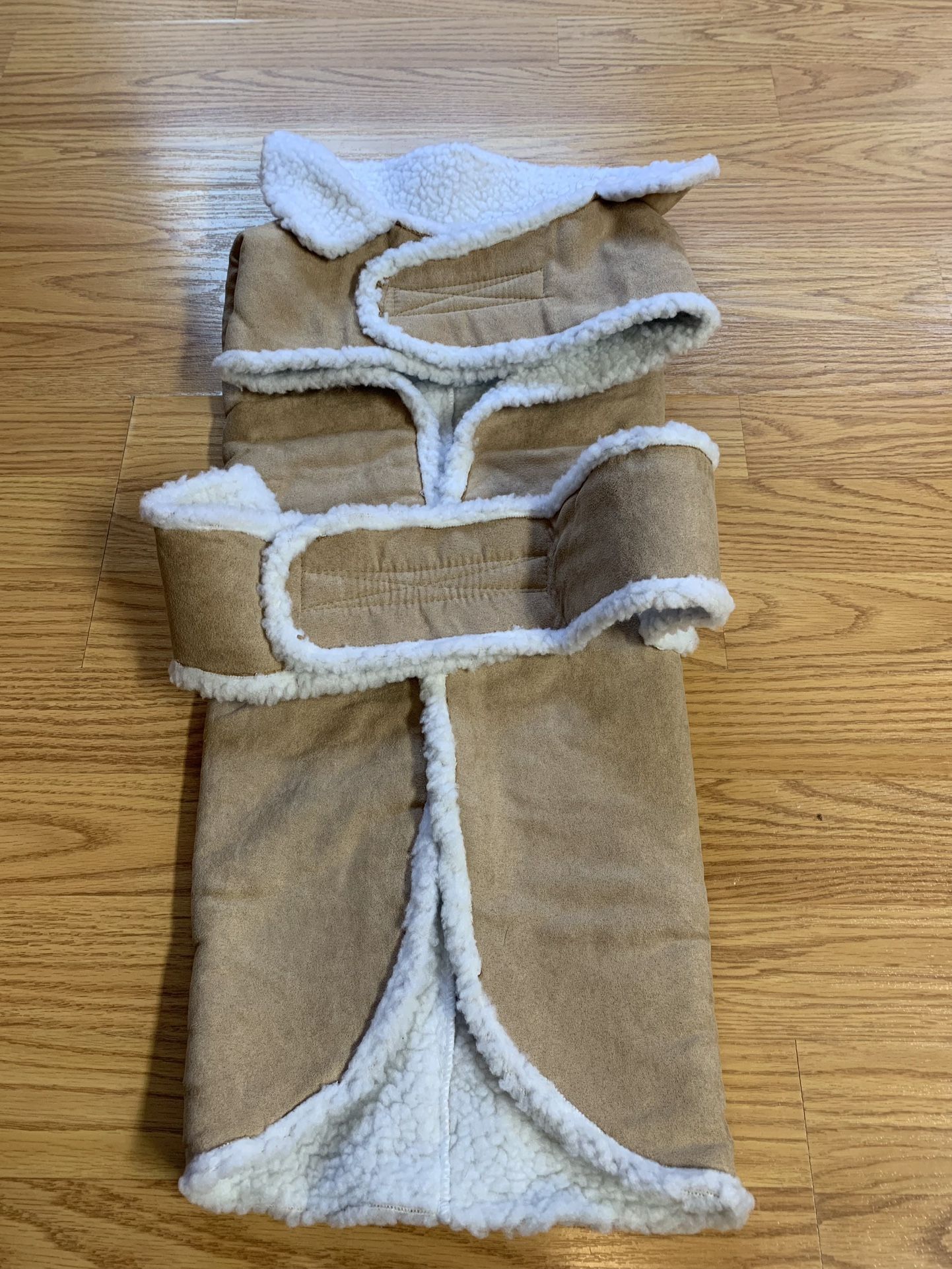 Brand New Suede Dog Coat With Faux Sheep-skin Lining