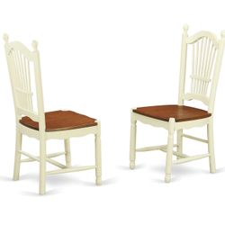 NIB, Set Of 2 East West Furniture Dover dining chair - Wooden Seat and Buttermilk Hardwood Frame