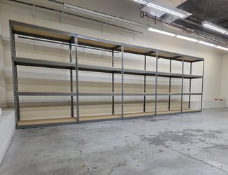 4 Tier Shelving 48 in W x 24 in D American Made Used Heavy Duty Steel Boltless Storage Rack Delivery Available