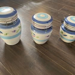 Three Piece Gibson Floral Canister Jar Set (Only Used As Decor)