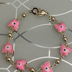 Kids Evil Eye Butterfly Bracelet 6.5”