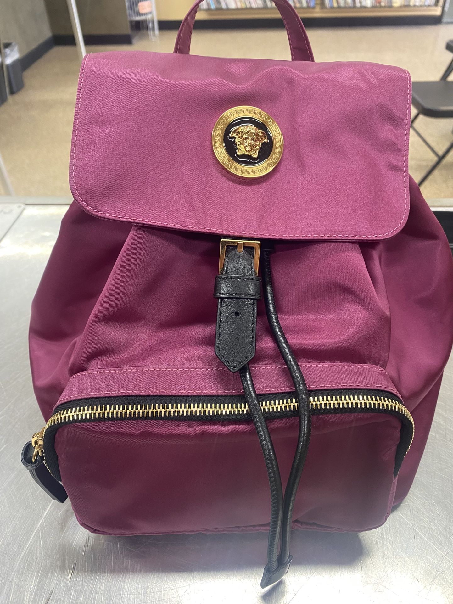 Versace Dahlia Nylon Drawstring Backpack