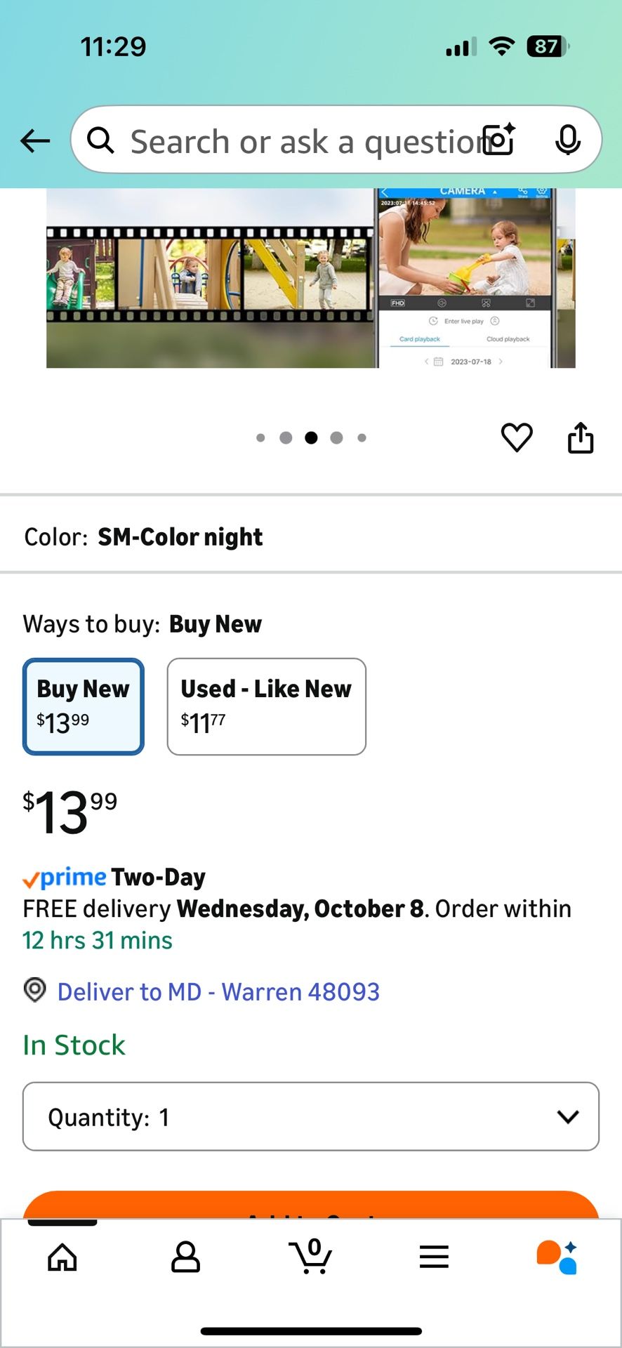 Outdoor Security Camera WiFi Camera 【2.4G WiFi & Bluetooth & Color Night】 for Home Security Baby Pet IP66 Waterproof 2 Way Audio Motion Detection Sire