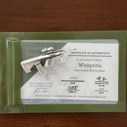 9.2 Grams Silver - .9999 Silver Aug Rifle By Investment Caster With COA Limited Mintage