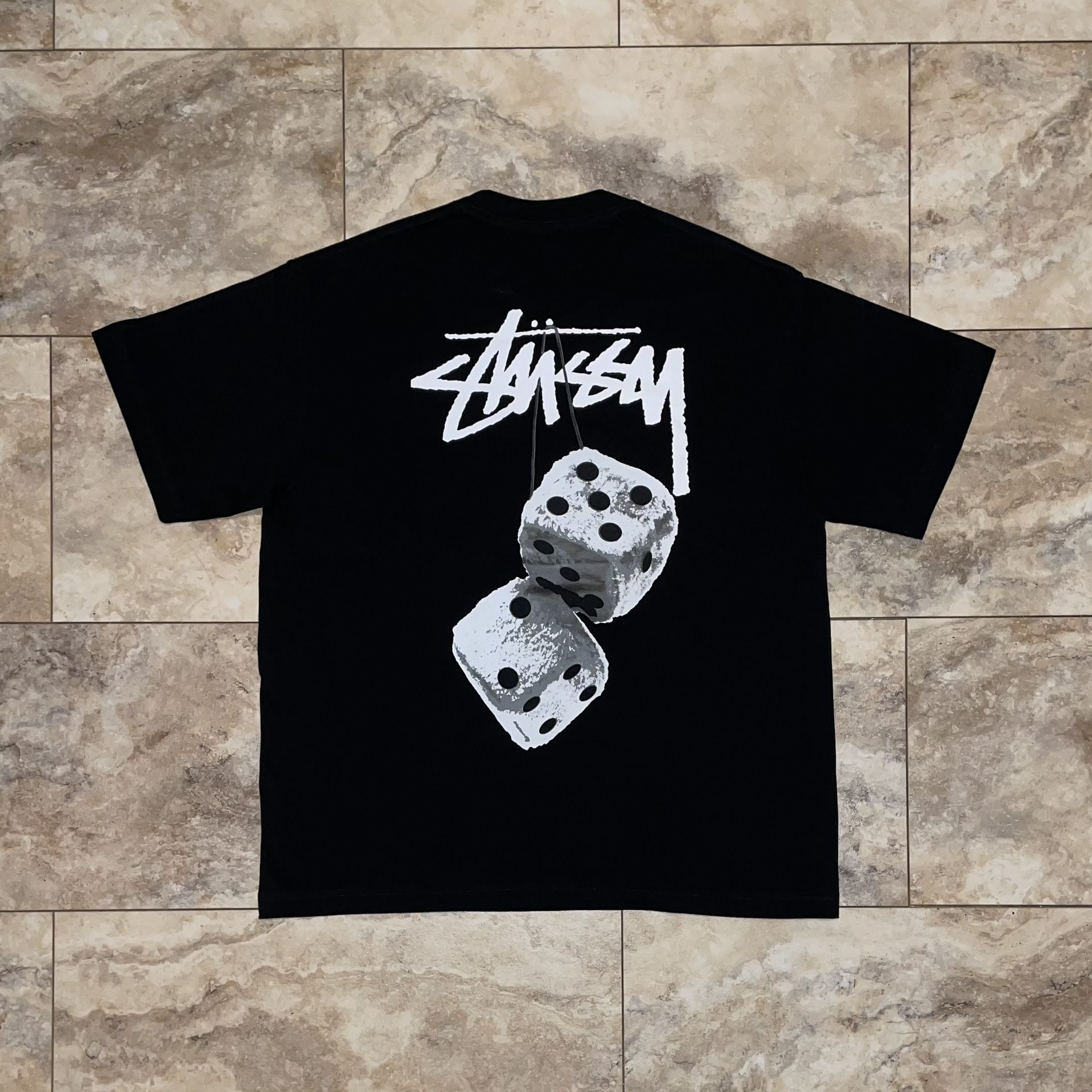 Stussy Fuzzy Dice Tee Black Size XL