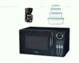 Microwave, coffee machine and glass containers