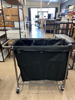 SONGMICS 52.8 Gallons (200 L) Laundry Basket 3-Section Rolling Hamper w/ Wheels - Black