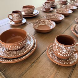 Authentic Mexican Sealed Clay Dinner Set For 8