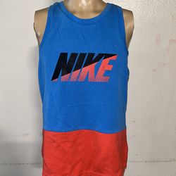 Nike Athletic Muscle Shirt Mens Tank Blue Red Active Colorblock Sleeveless  Sz M