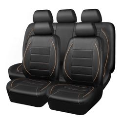 CAR PASS Universal FIT Piping Leather Car Seat Cover, for suvs,Van,Trucks