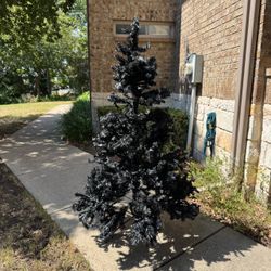 5.5 ft Black Tinsel Christmas & Halloween Tree with Stand