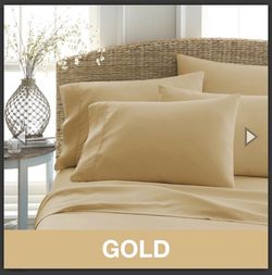 Brandnew 6 pieces set king bed sheet color gold