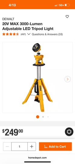 Dewalt 20v 3k Lumin Standing light 