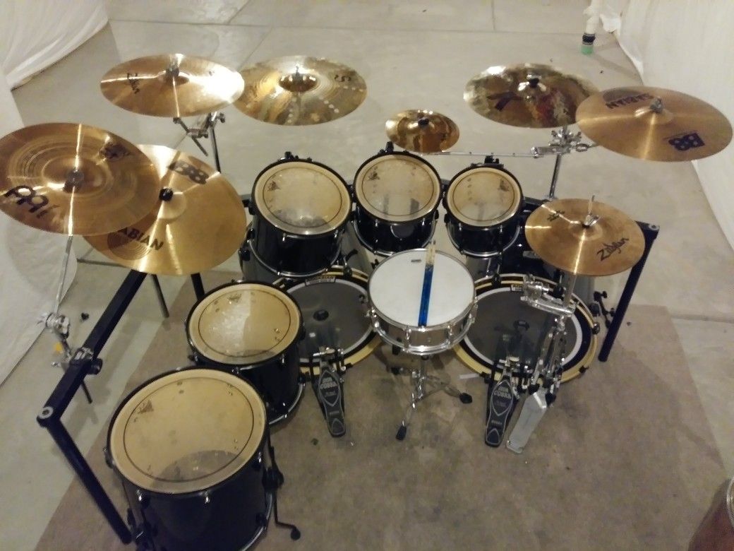 Pearl Export Double Bass Kit Plus Drum Rack for Sale in Thornton, CO ...