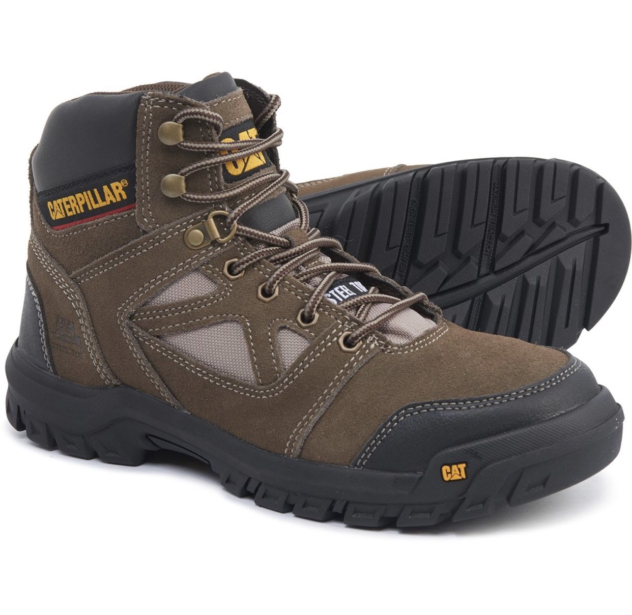 Men’s Caterpillar Plan Work Boots Safety Steel Toe Leather