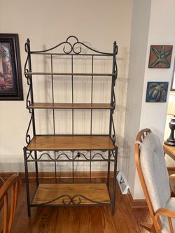 Wrought Iron and Wood Baker's Rack