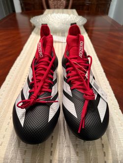 Men’s Adidas Adizero Impact 2 Fotball Cleats Black/White/Team Power Red- Sz 15