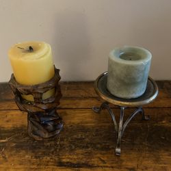 Two Candles & Holders