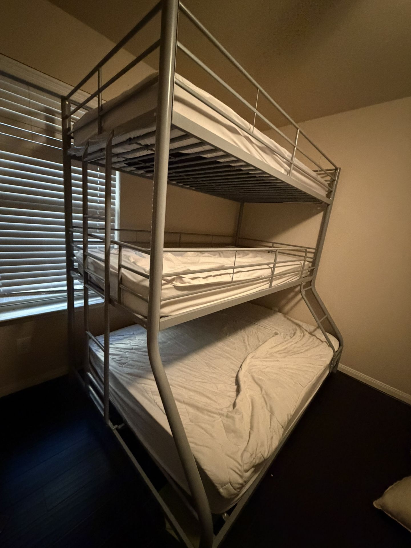 Triple Bunk Bed Frame & Mattress.