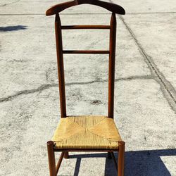 Vintage Valet Butler Stand Chair With Rush Seat.