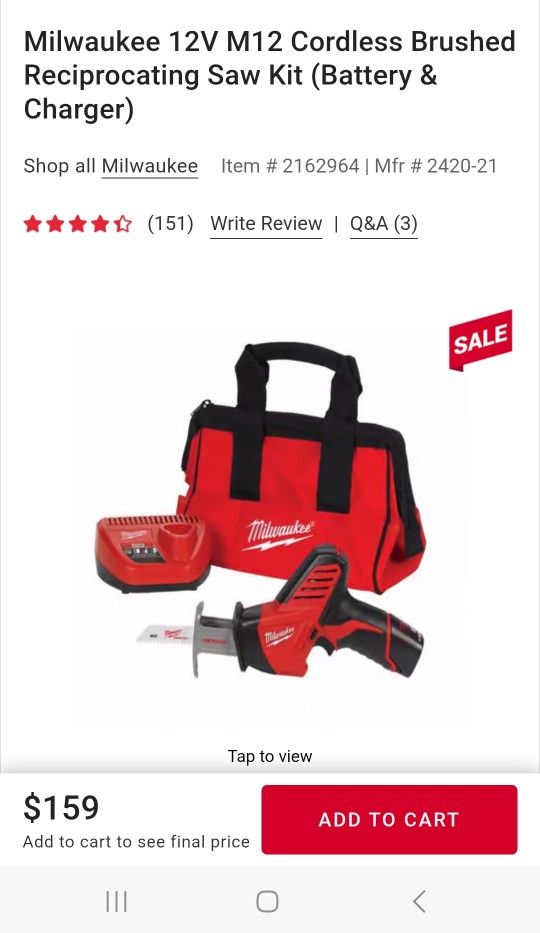 Milwaukee 12V M12 Cordless Saw Kit