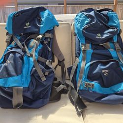 2 Youth Deuter Fox 40 Hiking Backpacks - Excellent Condition