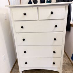 White 6-Drawer Dresser – Solid  (38” W x 52.5” H)