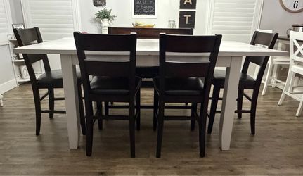 Custom Top Counter Height Dining Table Set with 4 Chairs and Bench