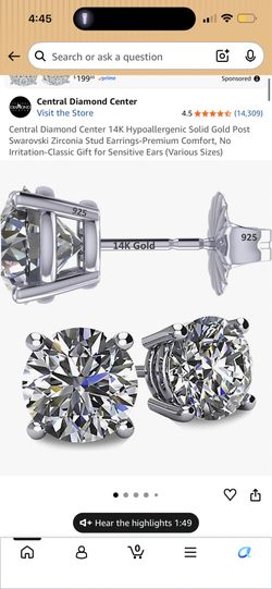 14K Silver Diamond Earrings