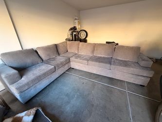 Gray Fabric L-Shaped Sectional Sofa