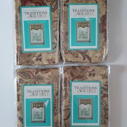 Traditions by Waverly Navarra Antique Scallop Valances 52" X 16" Set Of 4 NEW