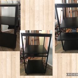 Heavy Duty Black Metal Framed Rolling Cart