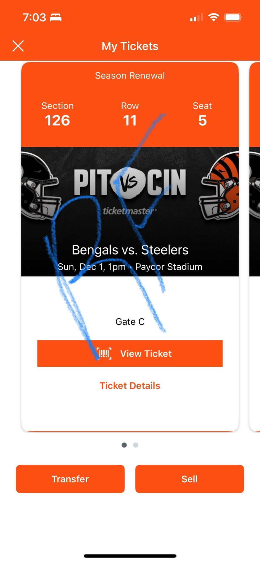 2 Ticket to Steelers @ Bengals 12/1