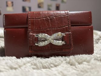 Wolf design red leather croc Strapped Jewelry Box