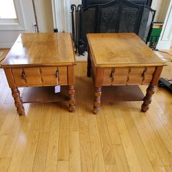 Solid Oak Matching Side Tables Excellent Condition 