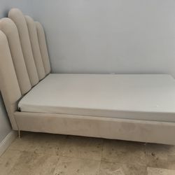 Twin Bed Frame with Mattress – Modern Upholstered