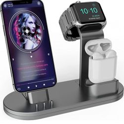 3 in 1 Charging Stand iwatch Stand, Charging Station Compatible with iWatch SE/6/5 /4/3 /2/1, AirPods Pro and iPhone Series 12/11/ X /8/7 /6S /5