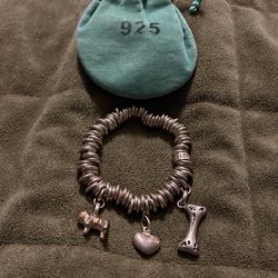 London Links Silver With 3 Charms Bracelet. Very Nice.