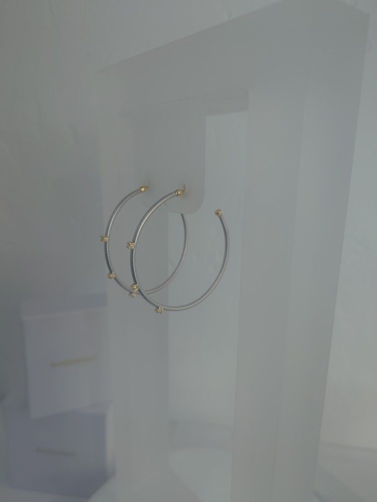 Modern Two-Tone post Hoops 925 Silver