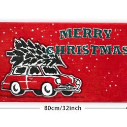 Christmas Door Mat Funny Doormat Red Truck Christmas Tree Front Door Mat Christmas Decor Welcome Mat Indoor Outdoor Entrance Rug Non Slip