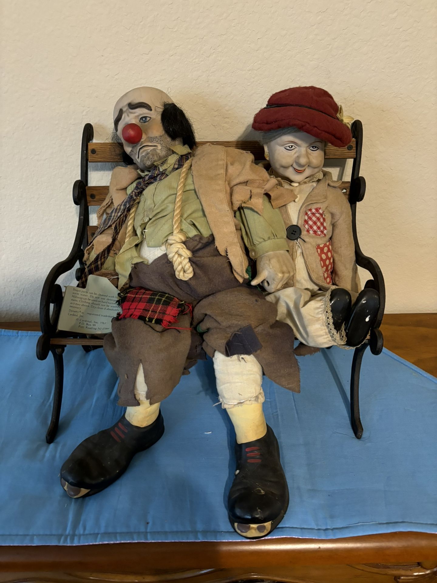 Emmet The Clown 18 Inches Tall On Bench With Female Clown