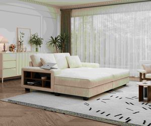 Convertible combination sofa, corduroy fabric, fluffy modern sleeper sofa chair, oversized combination living room double lounge chair,Beige