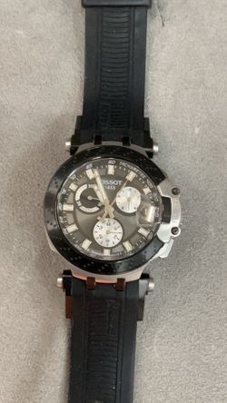 Tissot GTST race chronograph watch men’s black face silicone band