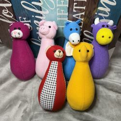 plush animal bowling set  6 pieces