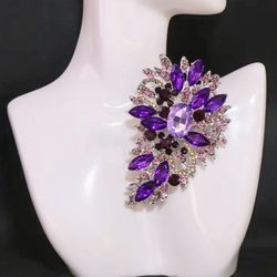 Elegant Purple Rhinestones Brooch 
