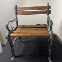 Vintage Cast Iron Wood Slatted Chair For Child