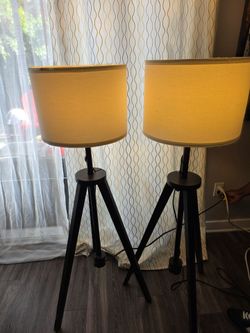 Set of Two Tripod Floor Lamps