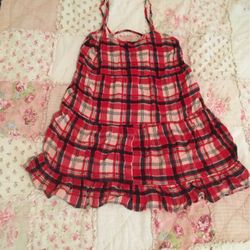Red/large Plaid Short Dress/ Shirt