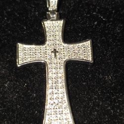 Moissanite ALERT Double Cross Pendant & chain