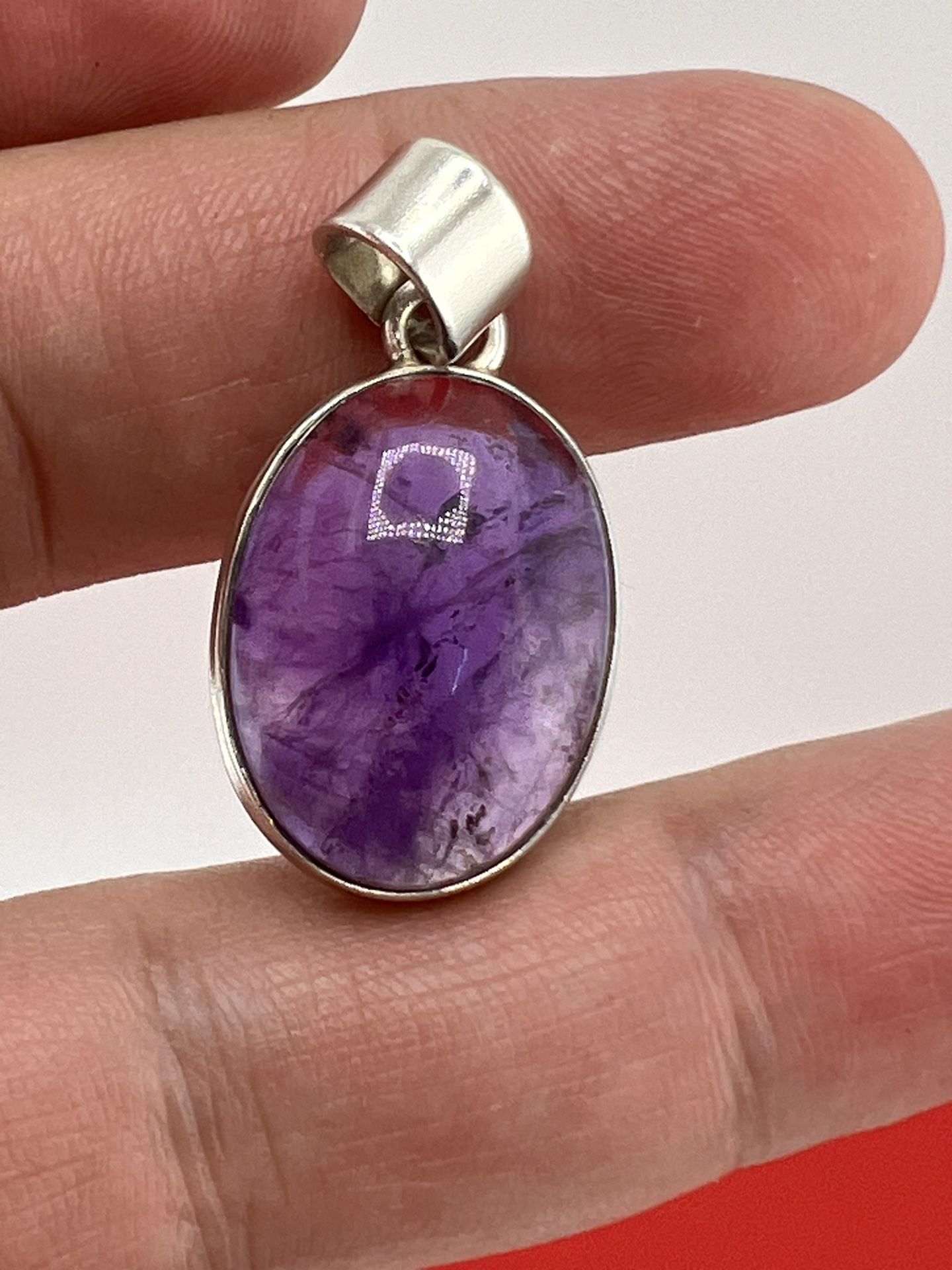New Handmade Sterling Silver 925 Amethyst Stone Pendant 